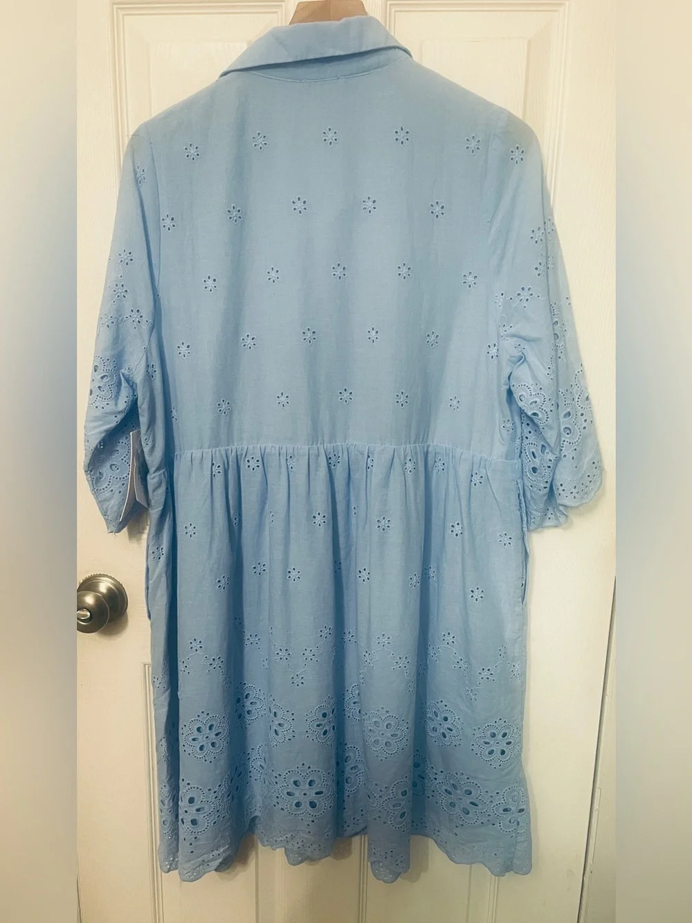 Anniewear Boutique Sky Blue Lined Baby Doll Eyelet Dress Size XL NWT - Picture 9 of 11